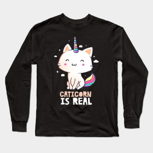 Caticorn Is Real Funny Cute Gift Long Sleeve T-Shirt